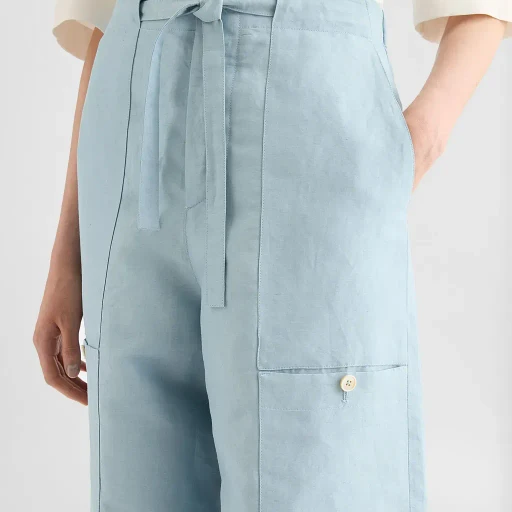 Linen Blend Cargo Trousers