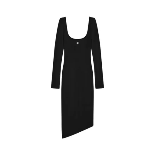 Asymmetric Dress In Knit With 4G Liquid Detail