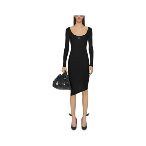 Asymmetric Dress In Knit With 4G Liquid Detail