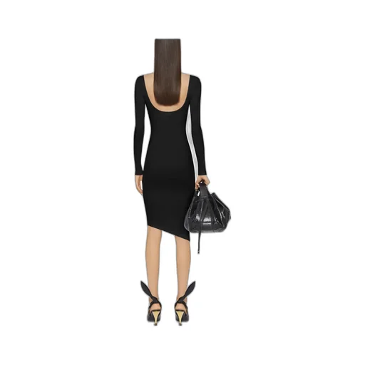 Asymmetric Dress In Knit With 4G Liquid Detail