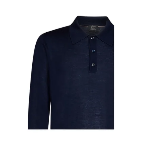 Brioni Long-Sleeved Fine Knit Polo Shirt