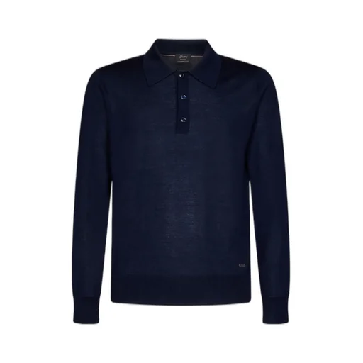 Brioni Long-Sleeved Fine Knit Polo Shirt