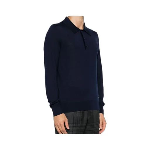 Brioni Long-Sleeved Fine Knit Polo Shirt