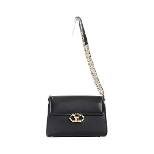 Valentino Logo Plaque Foldover Top Shoulder Bag