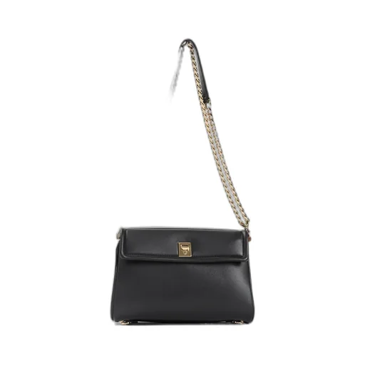 Valentino Logo Plaque Foldover Top Shoulder Bag