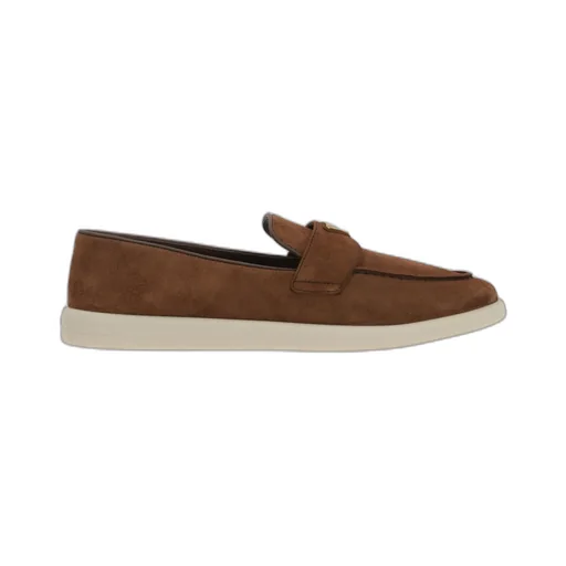 Prada Logo Plaque Slip-On Loafers