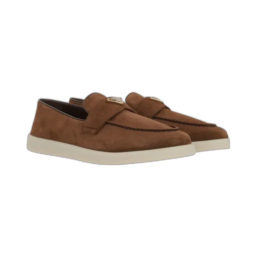 Prada Logo Plaque Slip-On Loafers