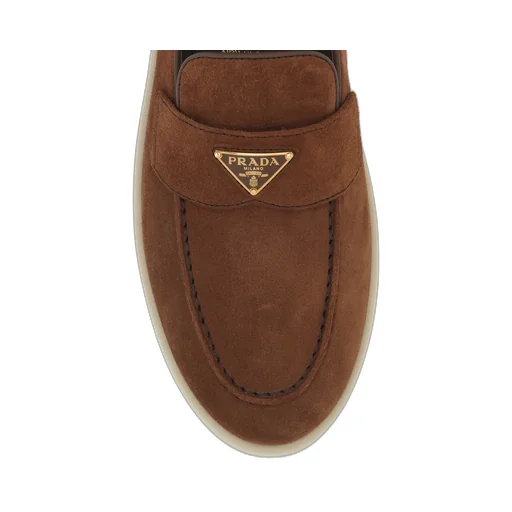 Prada Logo Plaque Slip-On Loafers