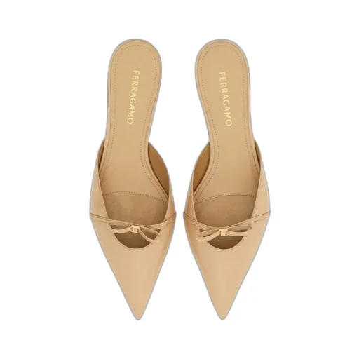 Ferragamo Mini Bow Pointed-Toe Mules