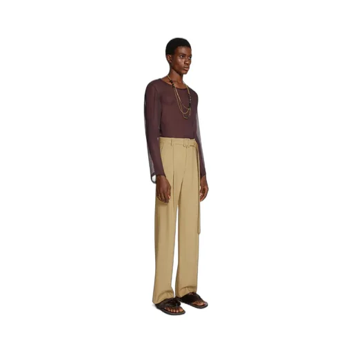 Creased Belt Ring Casual Pants