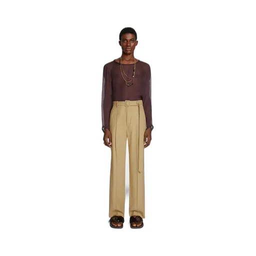 Creased Belt Ring Casual Pants