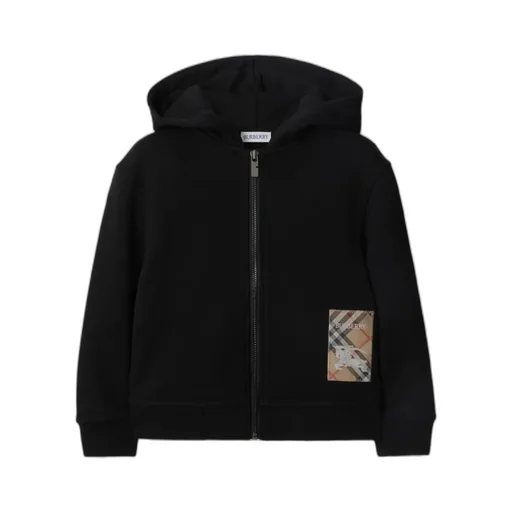 Burberry Kids Checked-Patch Zip-Up Hoodie
