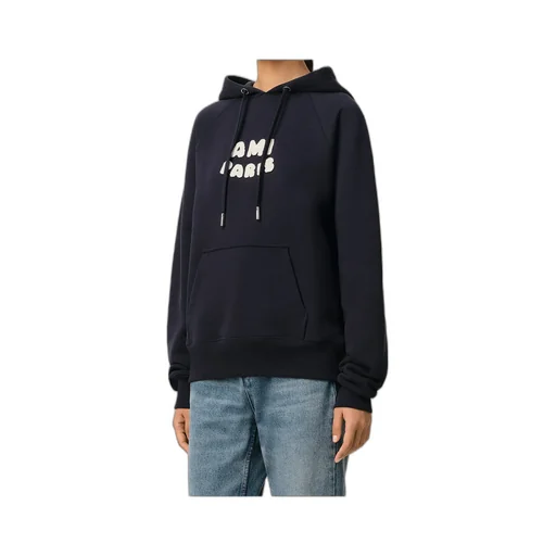 Ami Paris Ami De Coeur Logo Embroidered Zip-Up Hoodie