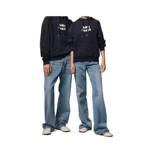 Ami Paris Ami De Coeur Logo Embroidered Zip-Up Hoodie