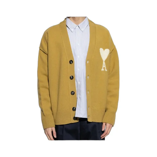 Ami Paris Ami De Coeur V-Neck Button-Up Cardigan