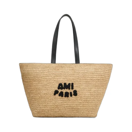 Ami Logo Patch Woven Tote Bag