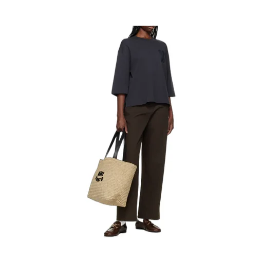 Ami Logo Patch Woven Tote Bag
