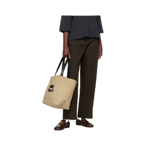 Ami Logo Patch Woven Tote Bag