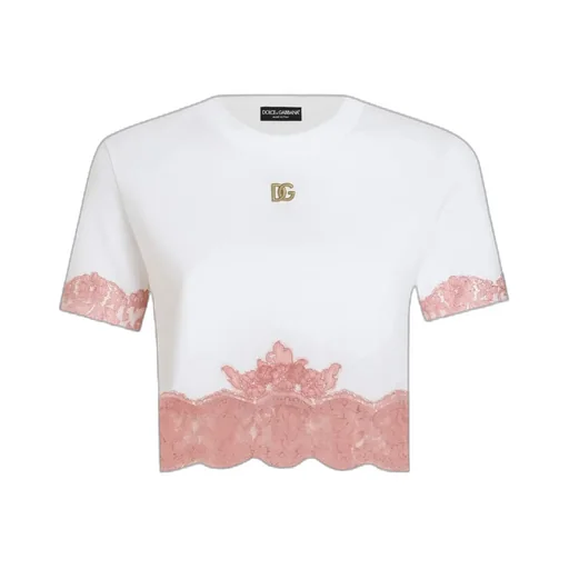 Dolce & Gabbana Dg Logo Plaque Cropped Jersey T-Shirt