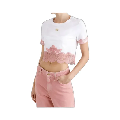 Dolce & Gabbana Dg Logo Plaque Cropped Jersey T-Shirt