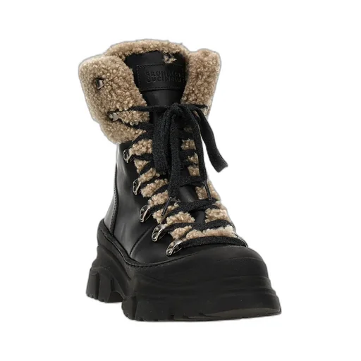 Brunello Cucinelli Round Toe Lace-Up Ankle Boots