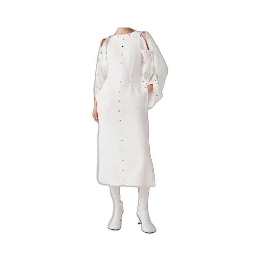 Long-Sleeved Rivet Mid-Length Dress