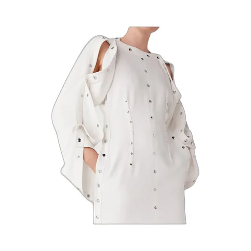 Long-Sleeved Rivet Mid-Length Dress