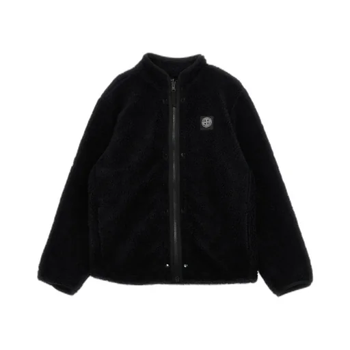Stone Island Junior Logo Patch Zipped Reversible Fleece Jacket