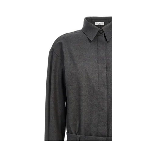 Brunello Cucinelli Chemisier Long Sleeved Flared Dress