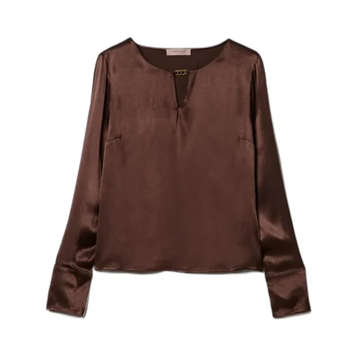 Appliqué-Logo Satin Blouse