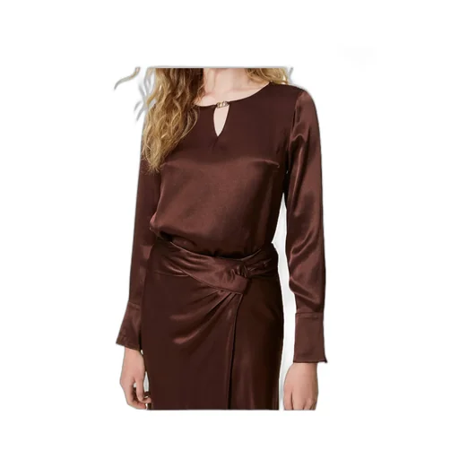 Appliqué-Logo Satin Blouse