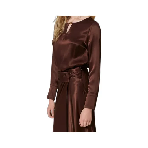 Appliqué-Logo Satin Blouse