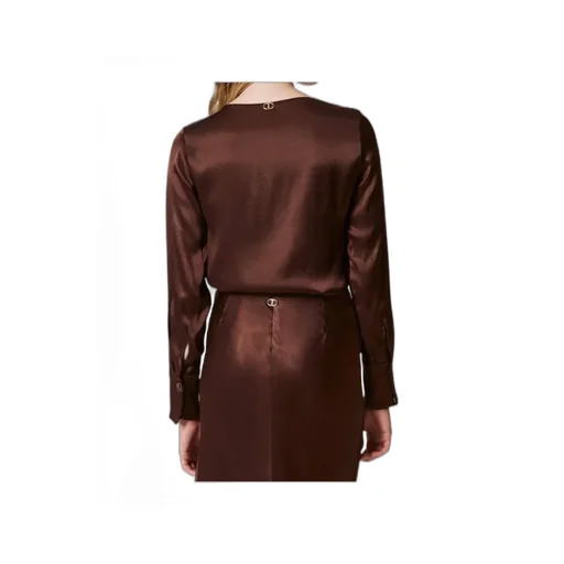 Appliqué-Logo Satin Blouse
