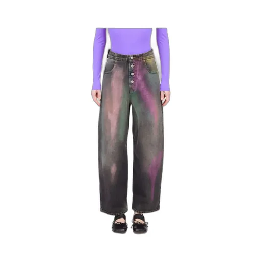 Mm6 Maison Margiela Bleached-Effect High-Waisted Jeans