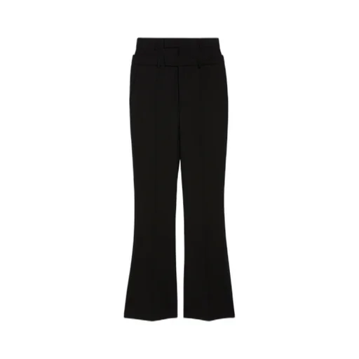Sportmax Layered-Effect Pleat Detailed Flared Trousers