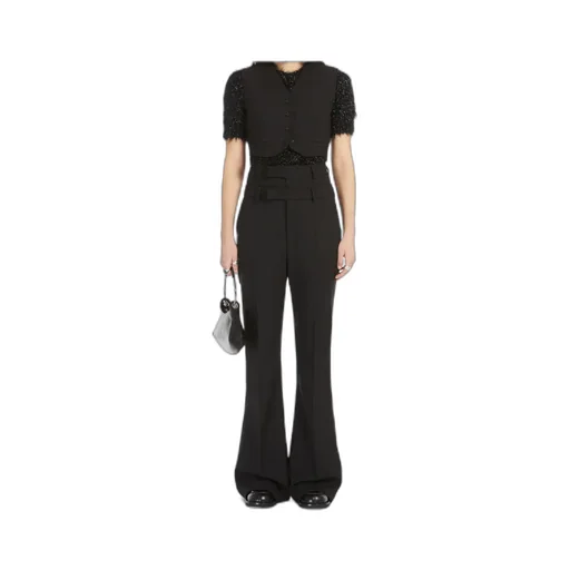 Sportmax Layered-Effect Pleat Detailed Flared Trousers