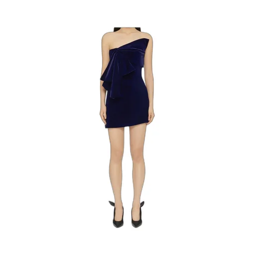 Bustier Dress In Velvet With Oversized Bow