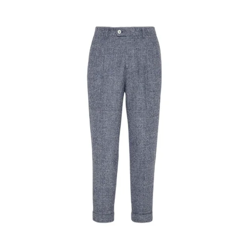 Prince Of Wales-Check Pleated Trousers