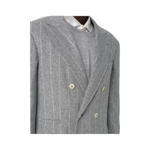 Brunello Cucinelli Double-Breasted Pinstripe Detailed Blazer