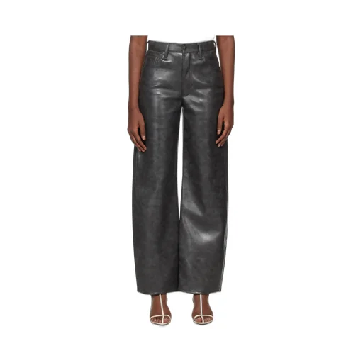 Agolde Leather Curved-Leg Pants