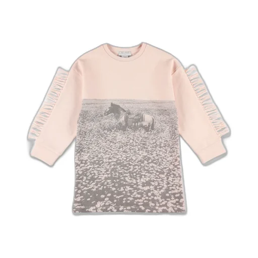 Stella Mccartney Kids Graphic Printed Fringe Detailed Dress