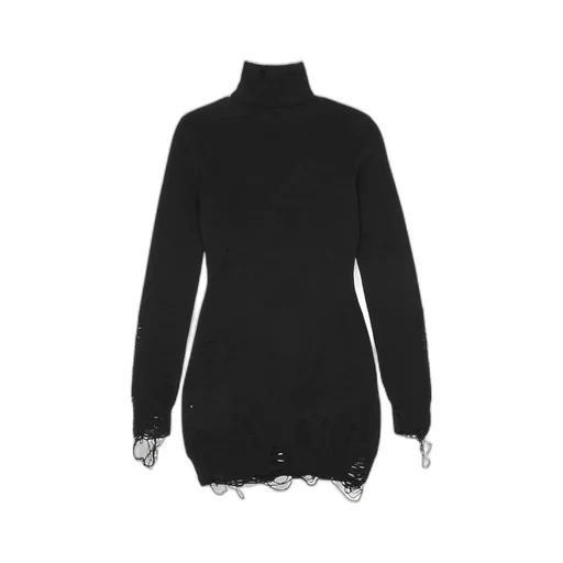 Mm6 Maison Margiela Roll Neck Distressed Mini Dress