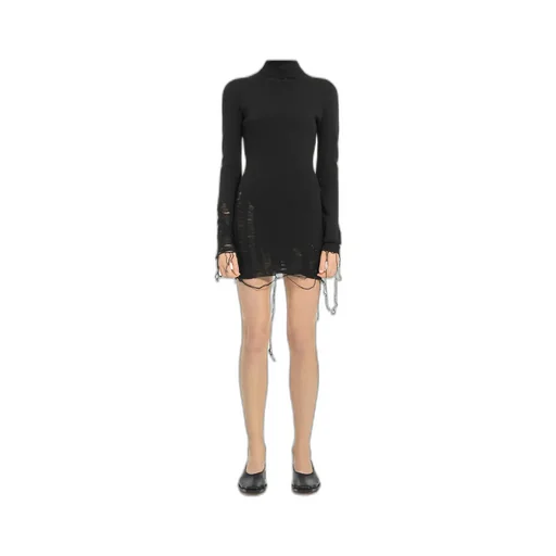 Mm6 Maison Margiela Roll Neck Distressed Mini Dress