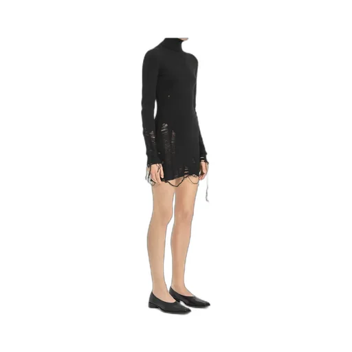 Mm6 Maison Margiela Roll Neck Distressed Mini Dress