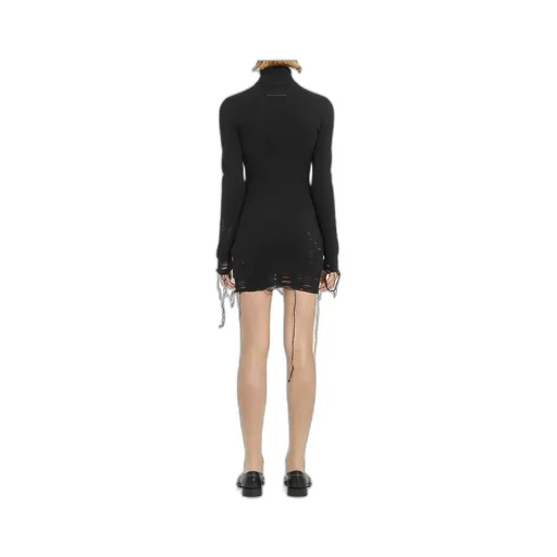 Mm6 Maison Margiela Roll Neck Distressed Mini Dress