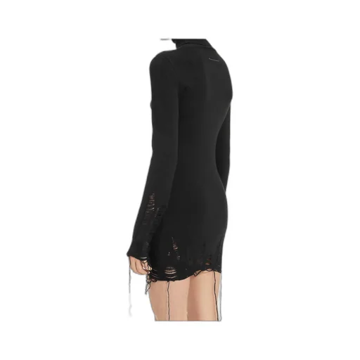 Mm6 Maison Margiela Roll Neck Distressed Mini Dress