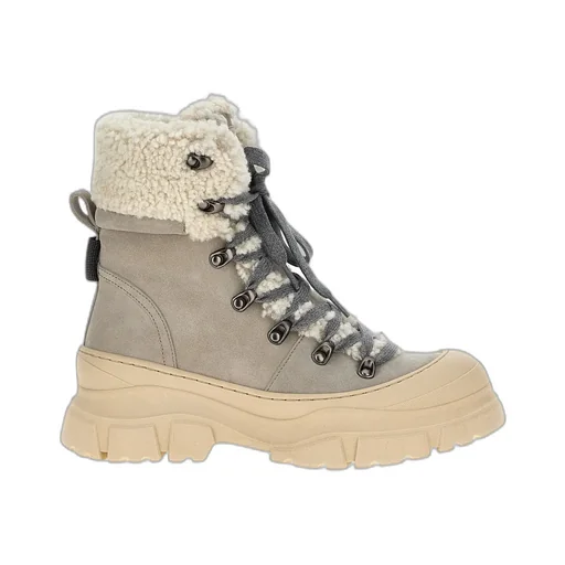 Brunello Cucinelli Shearling Lace-Up Boots
