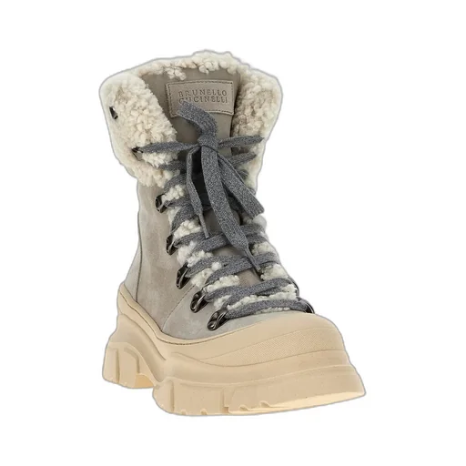 Brunello Cucinelli Shearling Lace-Up Boots