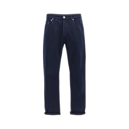 Brunello Cucinelli Logo Patch Straight Leg Jeans