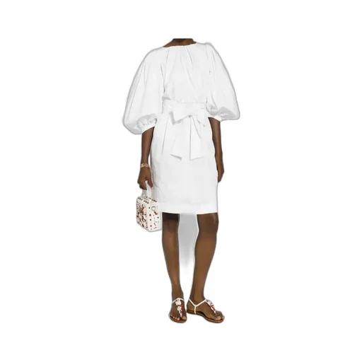 Puff-Sleeve Cotton Dress